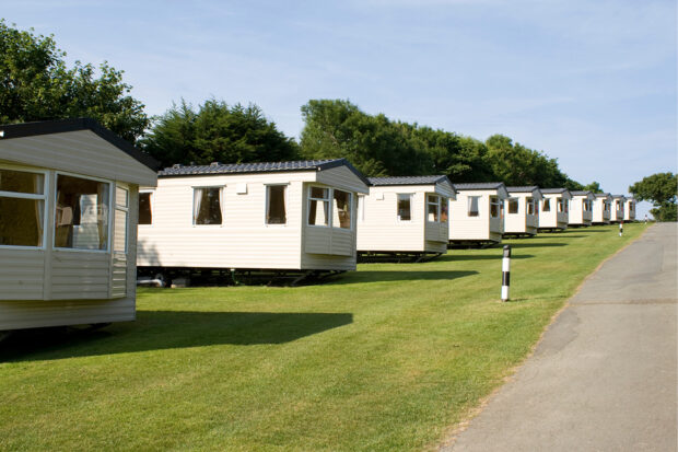 A row of caravan homes.