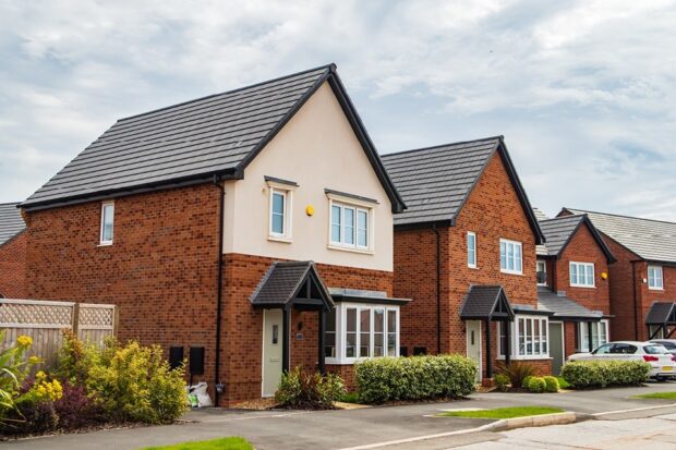 Two new-build houses on an estate.